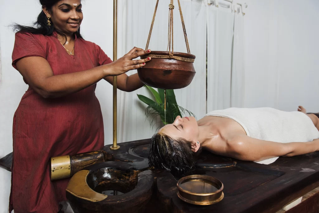 caucasian woman having ayurveda shirodhara treatme 2026 01 08 06 50 14 utc 1